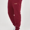 SikSilk Embossed Logo Relaxed Fit Joggers - Tracksuit Bottoms - Burgundy