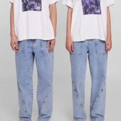 Munir Wide Unisex - Relaxed Fit Jeans - Medium Blue Denim