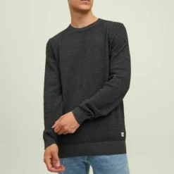 Jack & Jones Jjeatlas Crew Neck Noos - Jumper - Dark Grey Melange